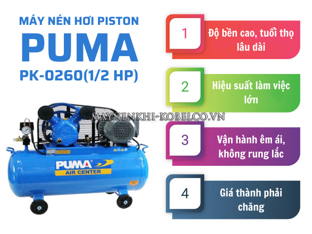 Máy nén khí 10kg Puma PK-0260(1/2HP)